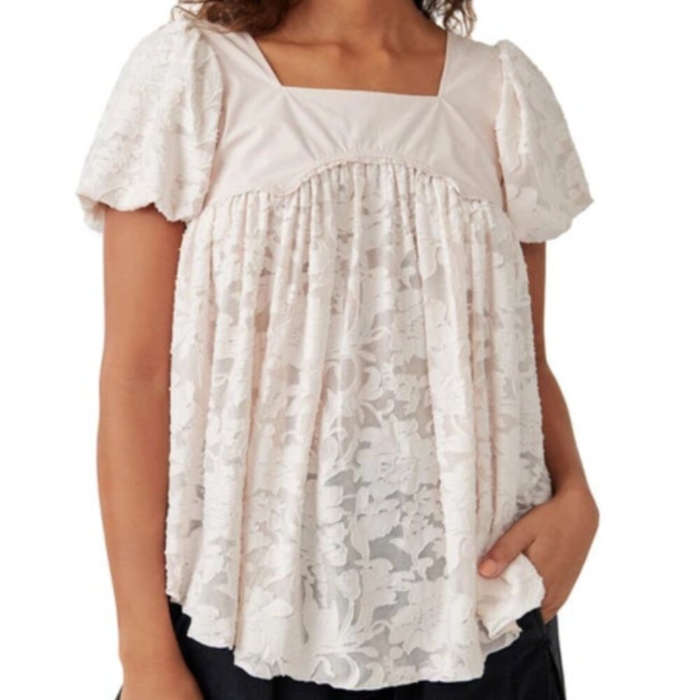 🆕Free People Sunrise to Sunset Blouse Champagne Dreams Size L
